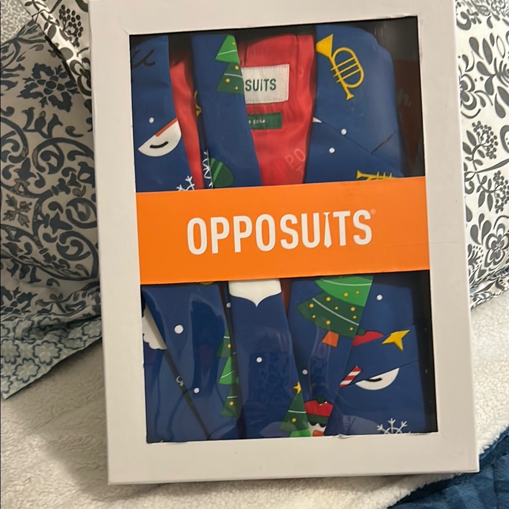 OppoSuits Holiday Blue Suit with Red Accents